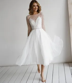 Beading Sashes Tassel Bridal Short Wedding Dress