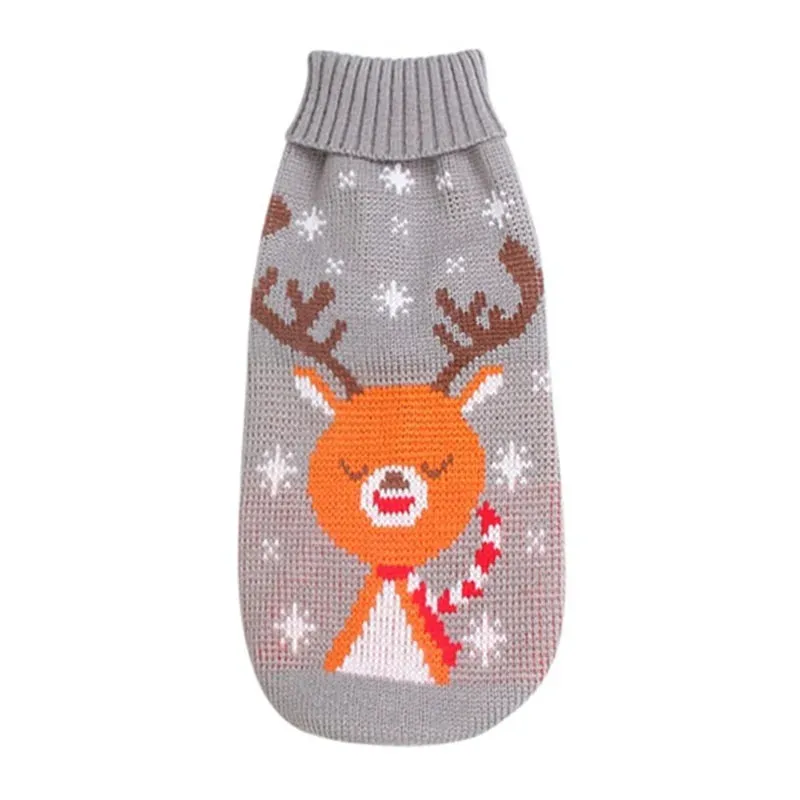 Dog Sweater Ugly Christmas Reindeer Sweater Xmas Pet Winter Knitwear Clothes Warm Turtleneck Sweater Outfit for Medium Large Dogs