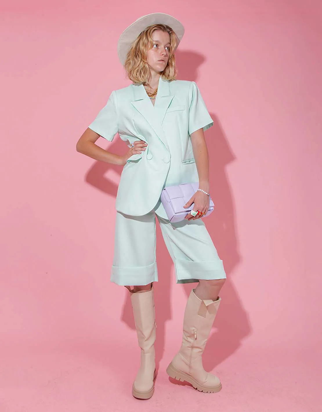 Double breasted short sleeve blazer