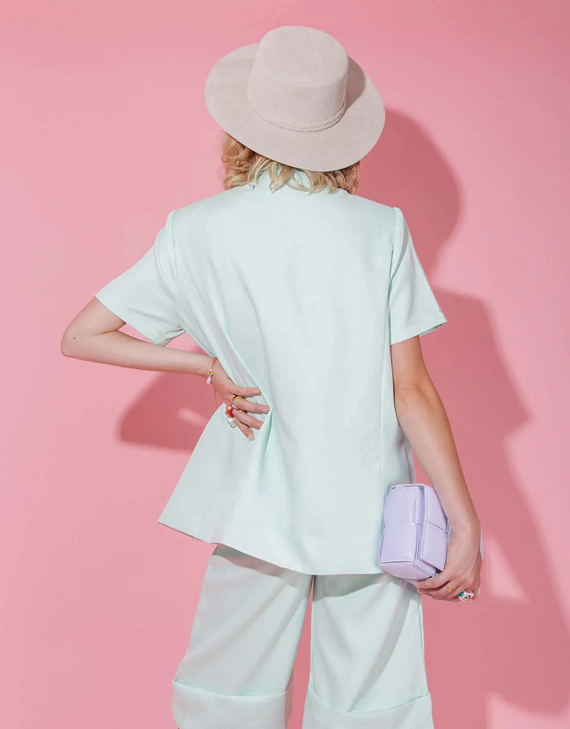 Double breasted short sleeve blazer