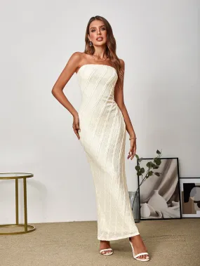 Embroidery Lace Bodycon Tube Long Dress