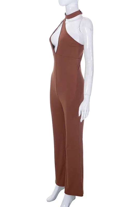 JA147 Halter Cutout Jumpsuits