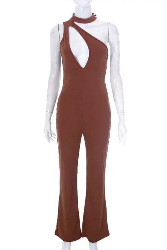 JA147 Halter Cutout Jumpsuits
