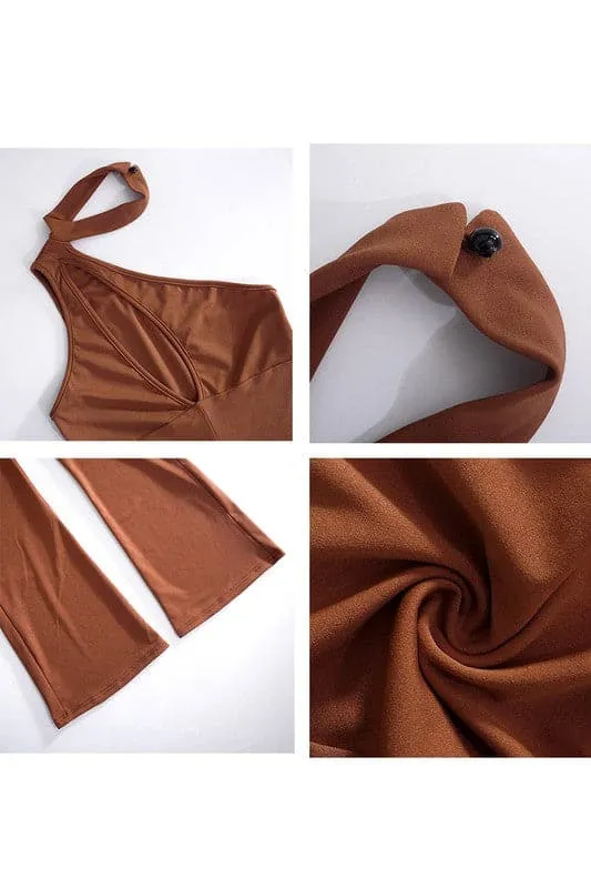 JA147 Halter Cutout Jumpsuits