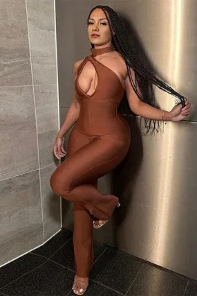 JA147 Halter Cutout Jumpsuits