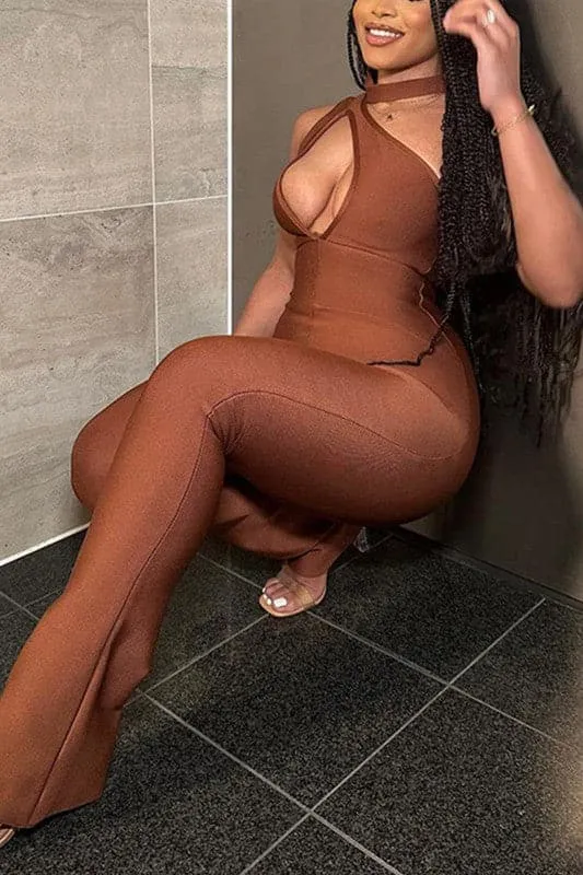 JA147 Halter Cutout Jumpsuits
