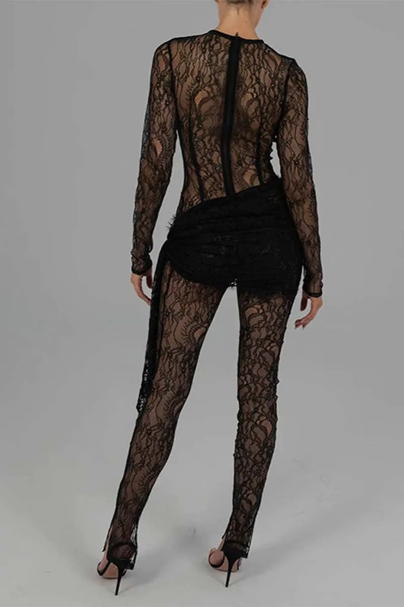 JH862 Lace See-Through Jumpsuit