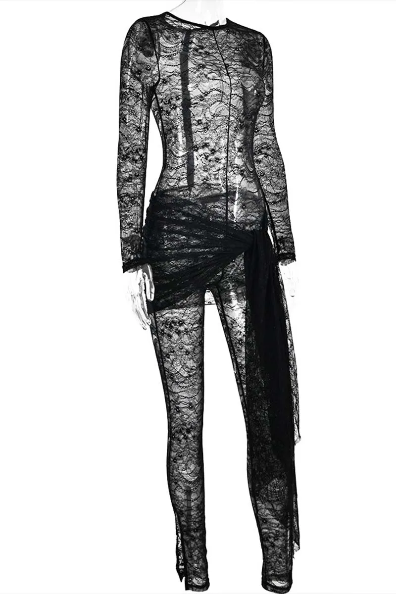 JH862 Lace See-Through Jumpsuit