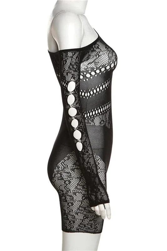 JX129 Lace Mesh Long Sleeve Rompers