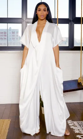 Luxe Drape Loose Fit Jumpsuit - White PREORDER Ships End March