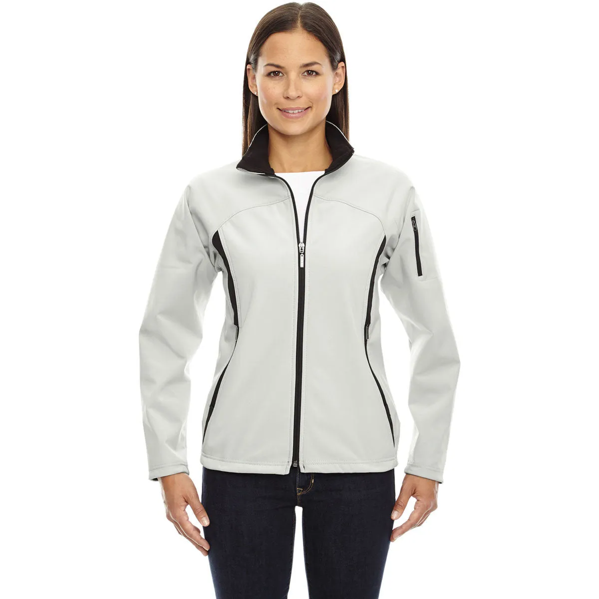 North End Women's Natural Stone Three-Layer Fleece Bonded Performance Soft Shell Jacket