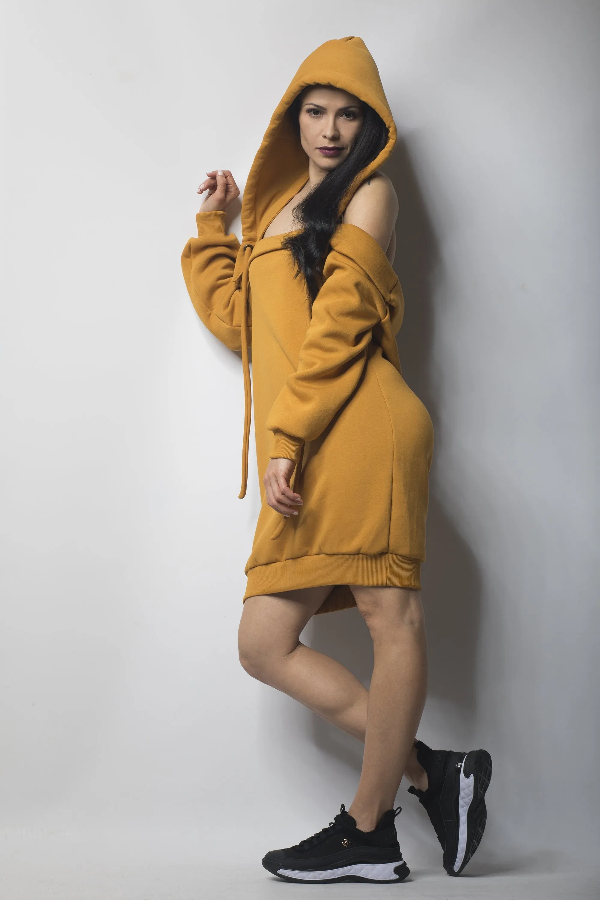 Open Back Hoodie Dress