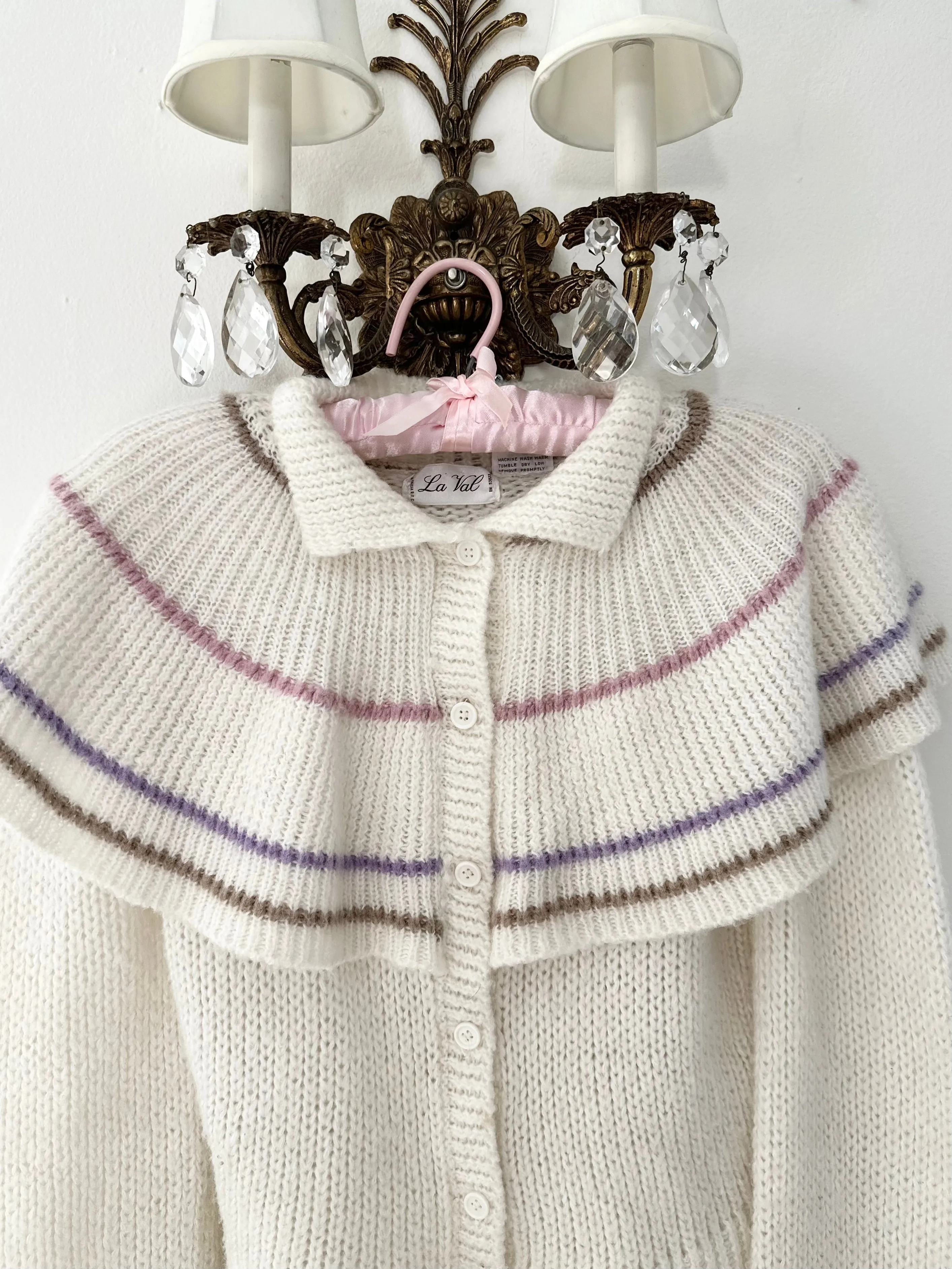 Peter Pan Bib Ruffle Collar Cardigan Sweater (M)