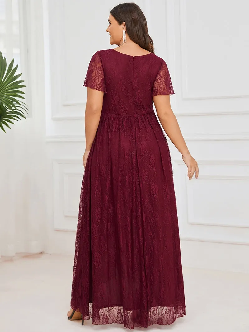 Short Sleeves See Through Plus Size Women's Evening Dress