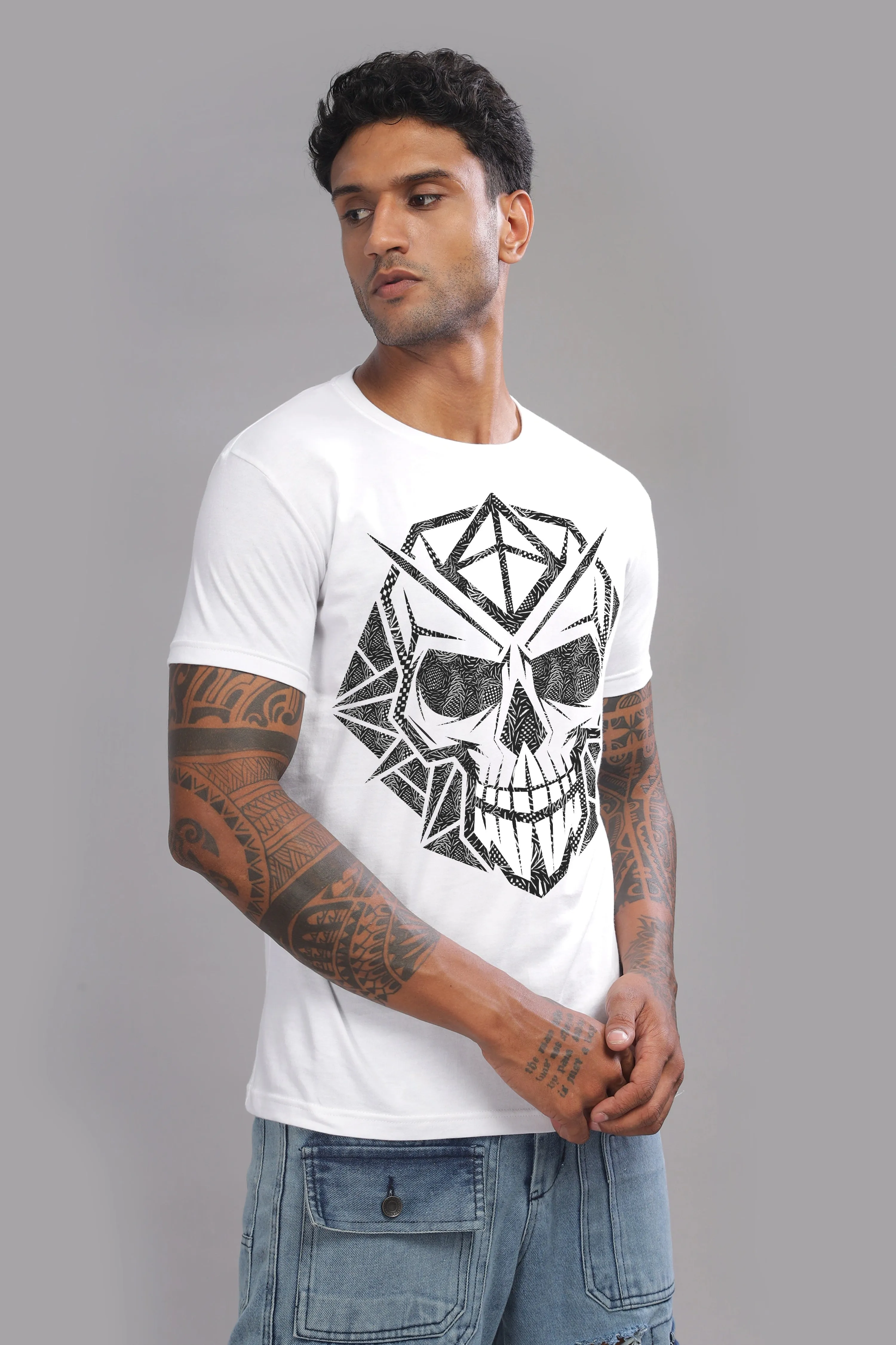 Skull Webs Unisex T-Shirt - 100% Cotton Crewneck Half Sleeve