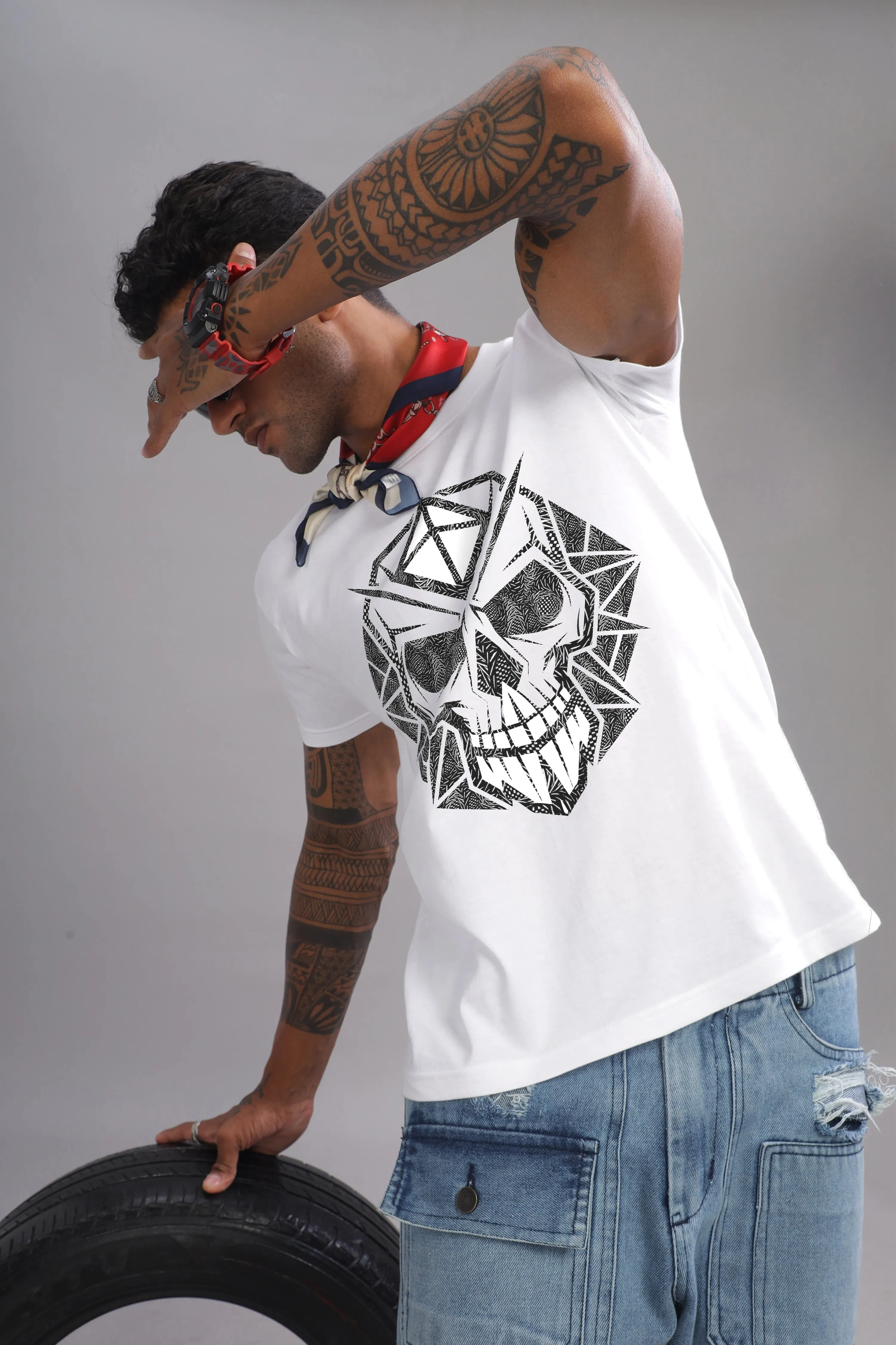 Skull Webs Unisex T-Shirt - 100% Cotton Crewneck Half Sleeve