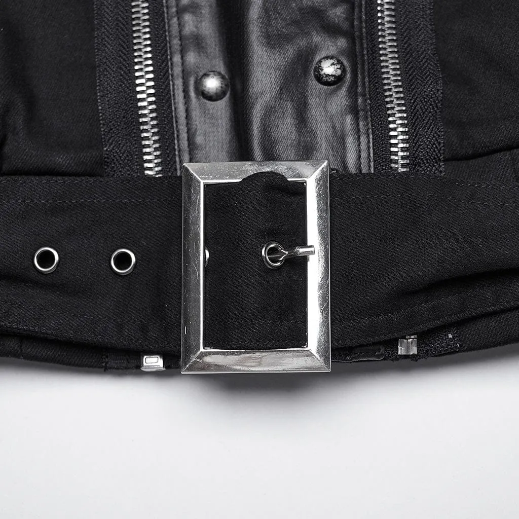 Women's Punk Stand Collar Patch Jacket