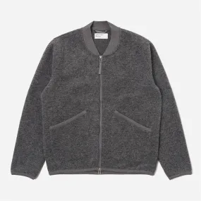 Zip Bomber - Grey Marl Wool Fleece